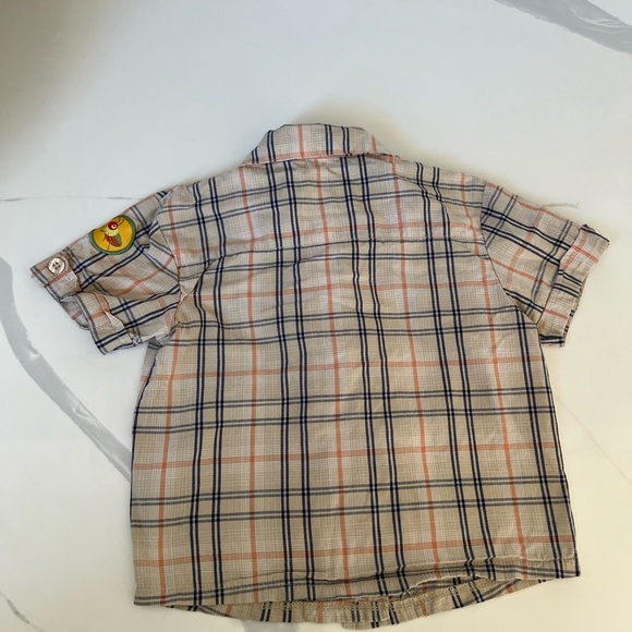 Disney Baby Winnie The Pooh Bugs Theme Plaid Button Down Short Sleeve Shirt Y2K - Picture 4 of 6